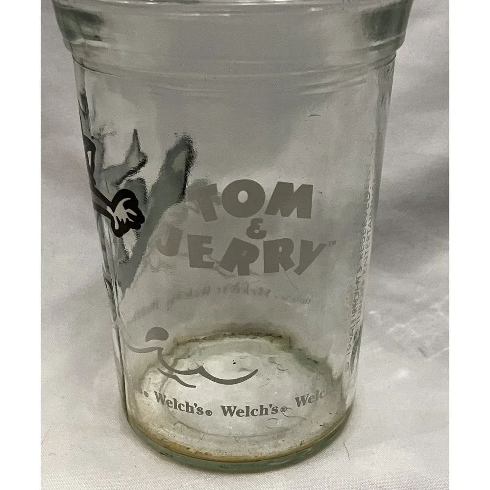 Tom & Jerry Welch’s Drinking Glass Tom Surfing Waves 1990 Jelly Jar VTG Cartoons